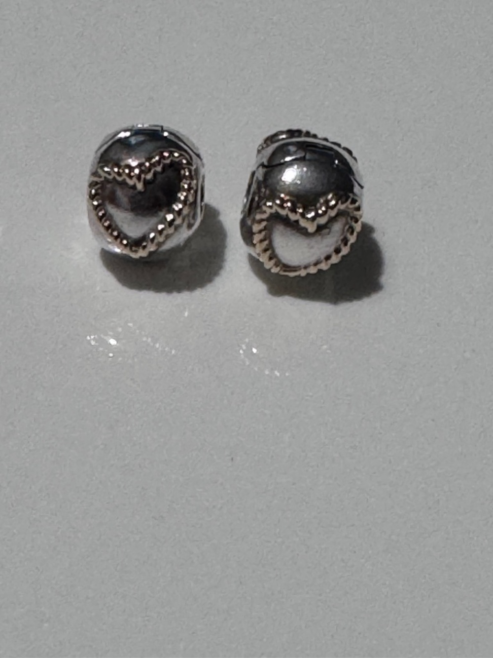 Pandora Retired Two-Tone Braided Heart Clip Charms 790599 • LIKE NEW